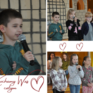 Kolaż zdjęć z występów uczniów podczas Dnia Rodziny