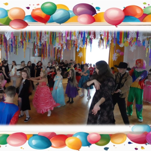 Dzieci tańczą na Balu Karnawałowym dla przedszkolaków i uczniów klas 1-3 SP25