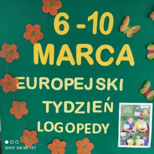 Europejski Tydzień Logopedy - napis na korytarzu głównym