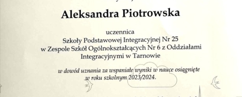 "Prymus Tarnowa 2024" dla Aleksandry Piotrowskiej