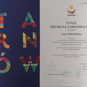 Prymus Tarnowa 2025 - dyplom dla Leny Machalskiej