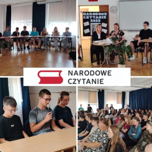 Narodowe Czytanie poezji Jana Kochanowskiego w ZSO6 - kolaż zdjęć