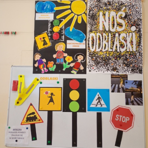 Gazetka o znakach drogowych i zachęcająca do noszenia odblasków