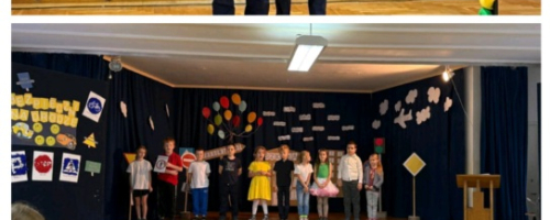 Przedstawienie pt. „Bezpieczni na drodze” w wykonaniu uczniów klasy 2a SP25