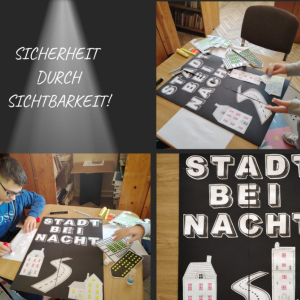 Miasto nocą w klasie 8a na języku niemieckim - kolaż zdjęć