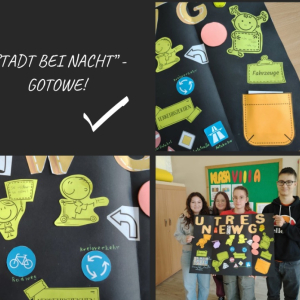 Miasto nocą w klasie 8a na języku niemieckim - kolaż zdjęć