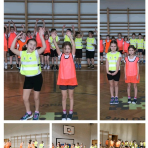 Odblaskowy Mecz klas pierwszych - kolaż zdjęć