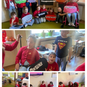 Dzieci podczas zajęć na temat dzieciństwa bez przemocy - kolaż zdjęć