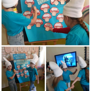 Życzliwe Smerfy w klasie drugiej - kolaż zdjęć