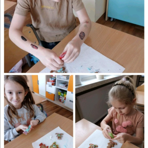 Dzień Pluszowego Misia w klasie 1a - kolaż zdjęć