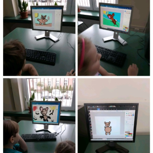 Dzień Pluszowego Misia w klasie 1a - kolaż zdjęć