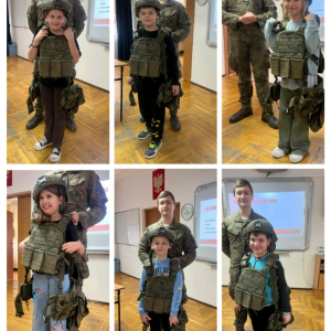 Zajęcia w ramach programu Edukacja z wojskiem - kolaż zdjęć