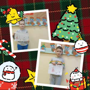 Mikołajkowe prace plastyczne dzieci na świetlicy szkolnej II - kolaż zdjęć