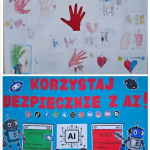 Dzień Bezpiecznego Internetu 2026 w naszej szkole - plakaty - kolaż zdjęć