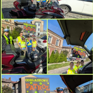 Odblaskowy patrol klasy 2a - kolaż zdjęć